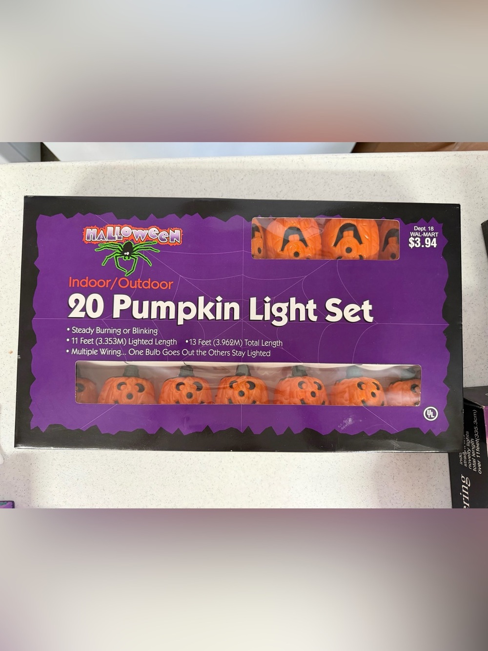Vintage Halloween Indoor/Outdoor 20 Pumpkins Light Set Complete Working